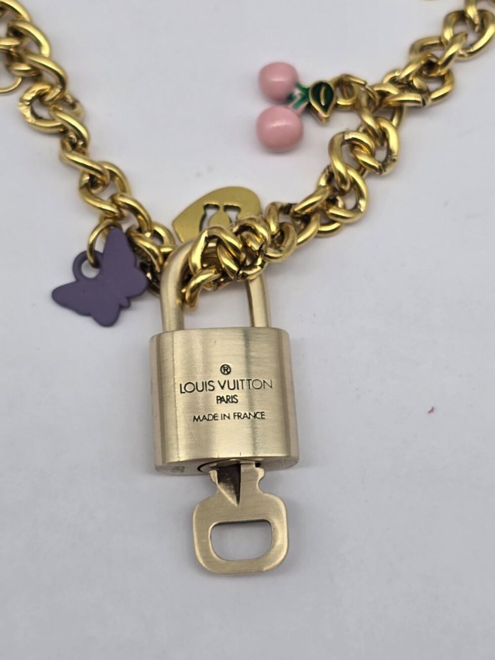 Authentic Louis Vuitton Gold Padlock with Unbranded Decorative Bag Chain / Charm - Picture 9 of 14